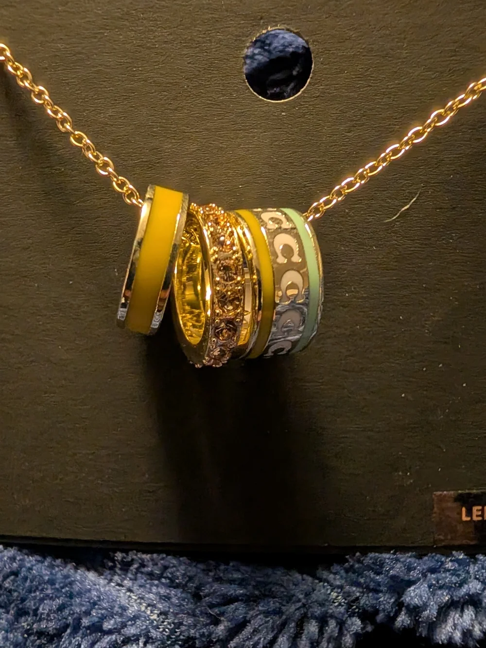 Coach Gold-Tone Earrings with Yellow and Light Blue Accents - Picture 2 of 3